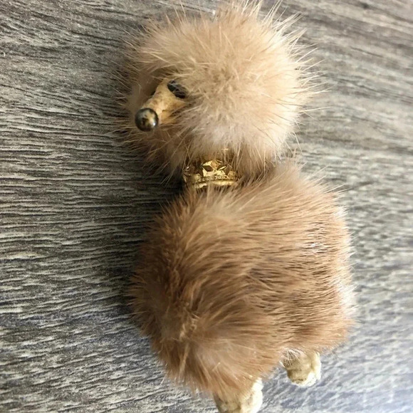 Vtg Handcrafted Fur Poodle Brooch - Picture 3 of 8